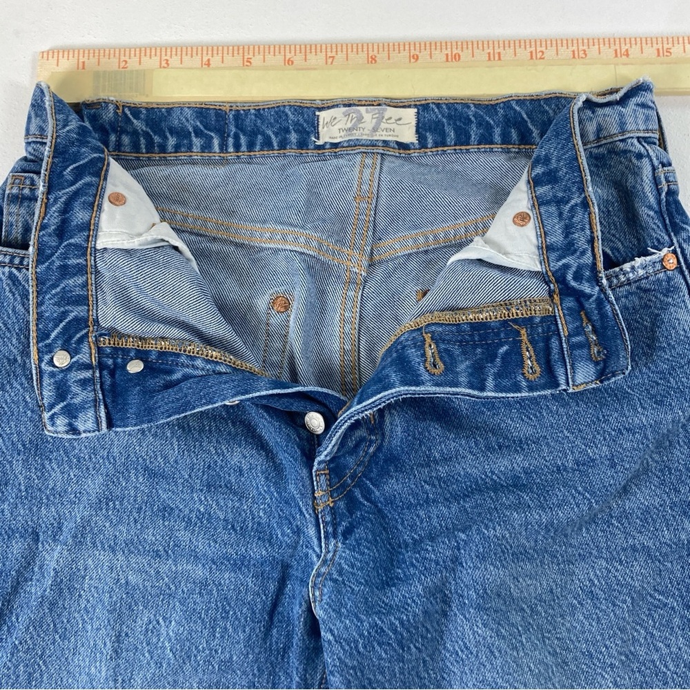 FREE PEOPLE WE THE FREE Jeans Women Distressed Size 27 Button Fly Raw Bohemian - Picture 6 of 16